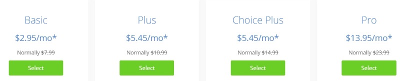 price of shared hosting plans