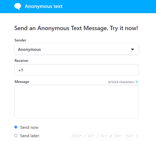 anonymous text website