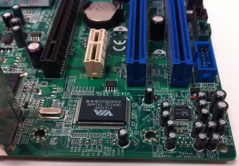 motherboard with various electronic chips